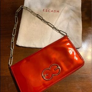 ESCADA red patent leather clutch
